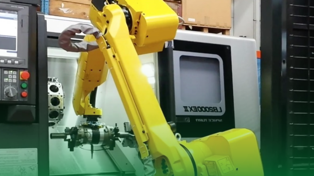 Robot operating a CNC machine