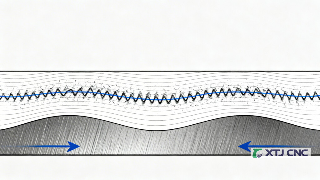 Illustration of roughness, waviness, and lay on a surface